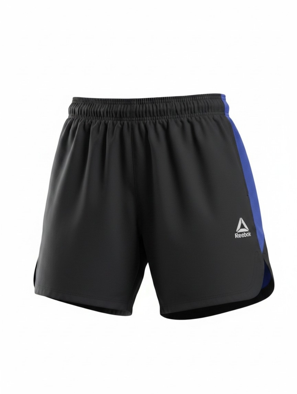 Reebok Men's Black Athletic Shorts with Blue Side Panels